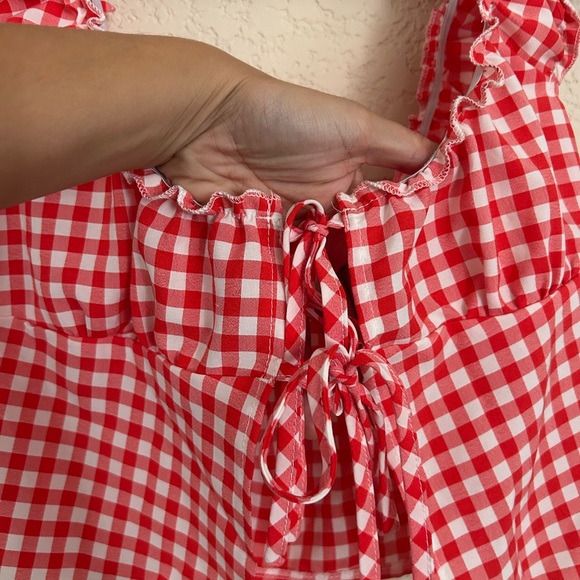 Red Gingham Ruffle Top - Picture 2 of 3